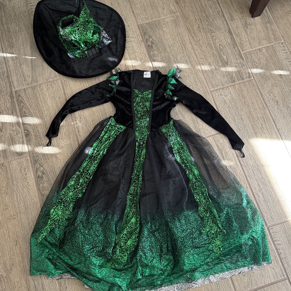 Spirit Green and Black Witch Costume for Kids